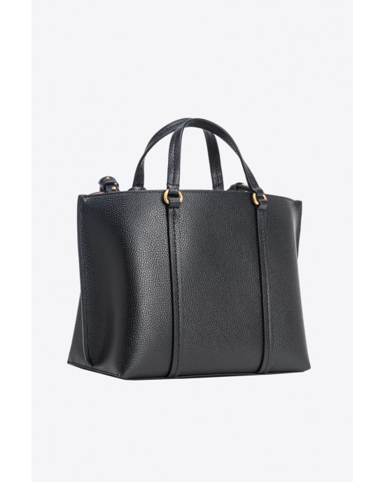 Pinko Carrie Classic Tumbled Shopper Black Leather Τσάντα